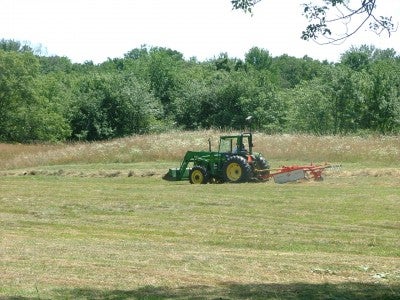 tractor in the pasture