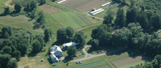 aerial view sustainable farm